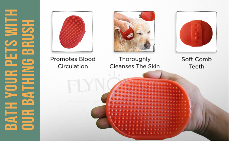 Flynovate Self Cleaning Dog Comb & Cat Comb - Pet Hair Remover Grooming Comb with Switch & PAIN - FREE Slickers | Deshedding Dog Brush & Cat Brush To Gently Massage The Pets with FREE Bath Brush
