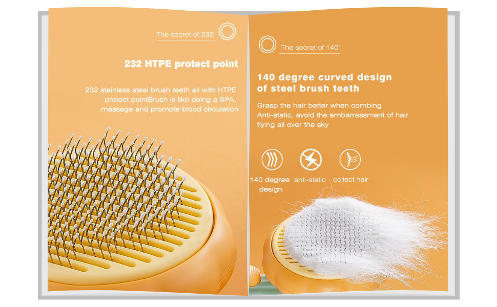 Flynovate Self Cleaning Dog Comb & Cat Comb - Pet Hair Remover Grooming Comb with Switch & PAIN - FREE Slickers | Deshedding Dog Brush & Cat Brush To Gently Massage The Pets with FREE Bath Brush