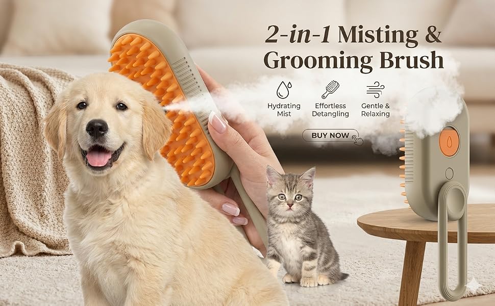 Bekin 4‑in‑1 Pet Grooming Set – Bath Brush Steam Brush 3 in 1 Water Brush Brush + Silicone Bath & Massage Tool + Adjustable Rubber Bath Scrubber + Ergonomic Nail Clippers – for Dogs & Cats