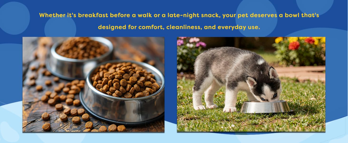 Pets Empire Stainless Steel Dog Bowl, Dog Food Bowl, Dog Feeding Bowl, Medium (Set of 2 x 700ml)