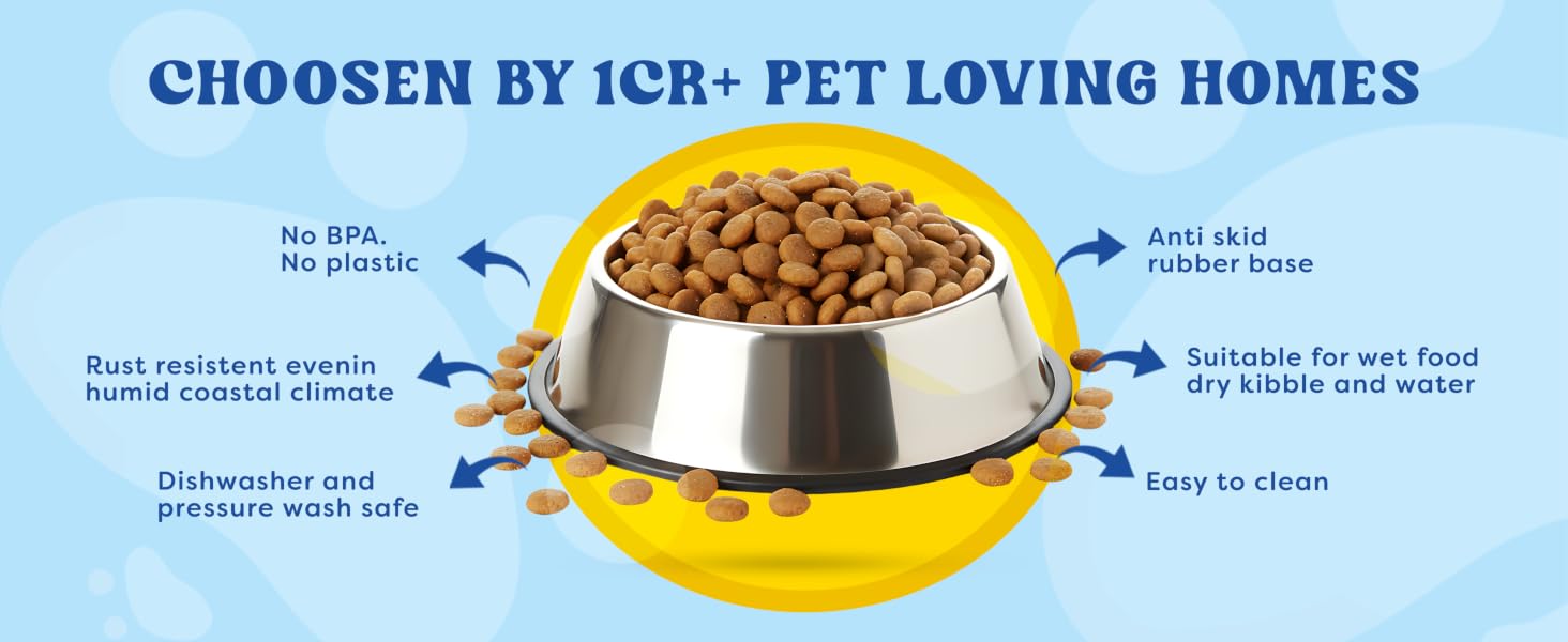 Pets Empire Stainless Steel Dog Bowl, Dog Food Bowl, Dog Feeding Bowl, Medium (Set of 2 x 700ml)