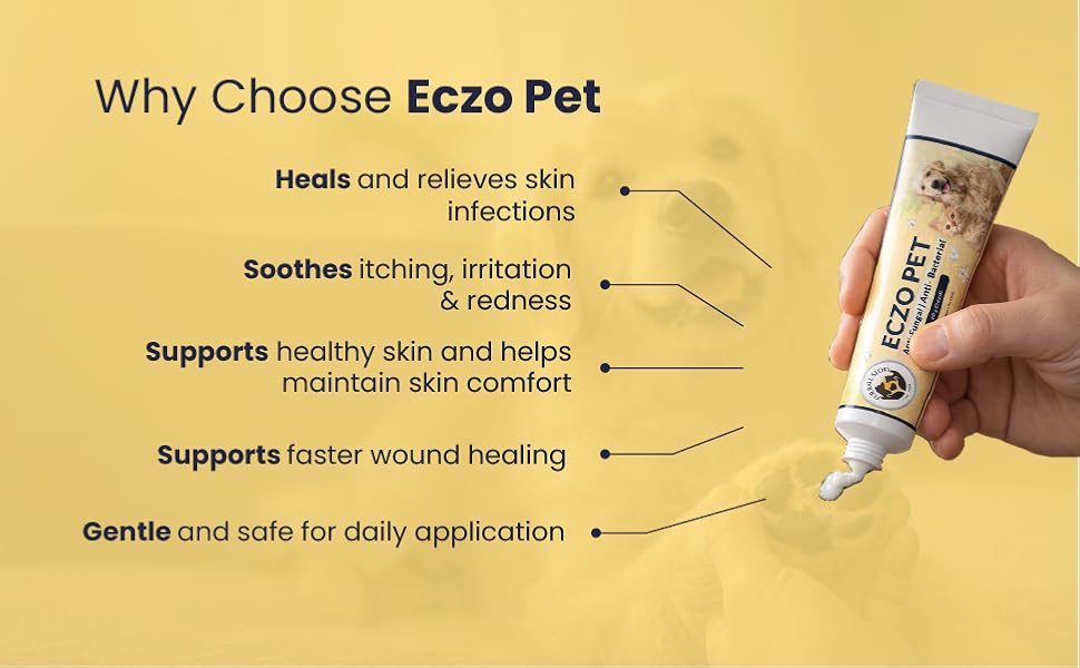 FUR BALL STORY Eczo Pet Anti Fungal & Anti Bacterial Cream|Itchy Skin Treatment for Dogs & Cats | Helps with Eczema, Ringworm, Dermatitis & Skin Infections | Ayurvedic Vet-Approved Formula 60gm