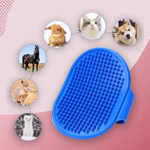 Foodie Puppies Pet Massage Rubber Bath Glove for Dogs, Cats, Rabbit, & Hamster | Grooming Shampoo Washing Soothing Bristles Hand Brush Comb - 1 Piece (Soothing Glove)