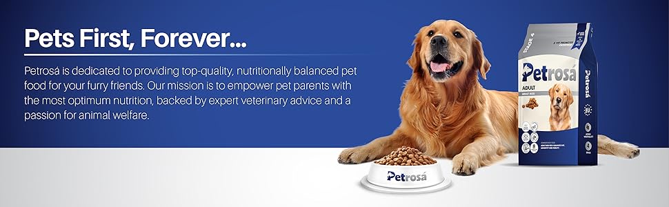 Petrosa Large Breed Adult Dog Food (15 Months & Above), Complete Daily Nutrition with High Protein, DHA & Prebiotics, Supports Joint Health, Digestion & Energy – 1 Kg