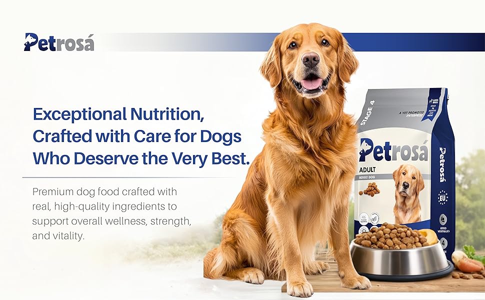 Petrosa Large Breed Adult Dog Food (15 Months & Above), Complete Daily Nutrition with High Protein, DHA & Prebiotics, Supports Joint Health, Digestion & Energy – 1 Kg