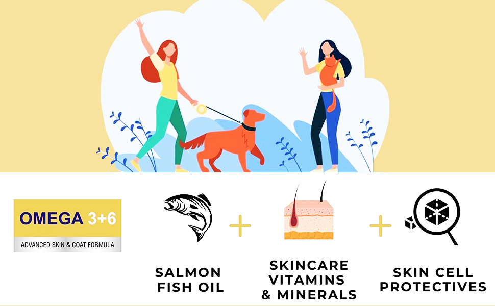 PET360 Omega 3+6 Concentrated Salmon Fish Oil for Dogs & Cats with Vitamins & Minerals | Shinier Coat, Itch & Allergy Control | Improves Skin & Hair Health | Nutritional Supplement for Pets - 200 ml