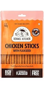 Kennel Kitchen Soft Baked Lamb with Pumpkin Sticks Treats for Dogs, 100g (Pack of 1) | Soft Dog Chew Sticks | Dog Treats for Adult Dogs and Puppies