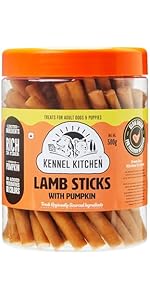 Kennel Kitchen Soft Baked Lamb with Pumpkin Sticks Treats for Dogs, 100g (Pack of 1) | Soft Dog Chew Sticks | Dog Treats for Adult Dogs and Puppies