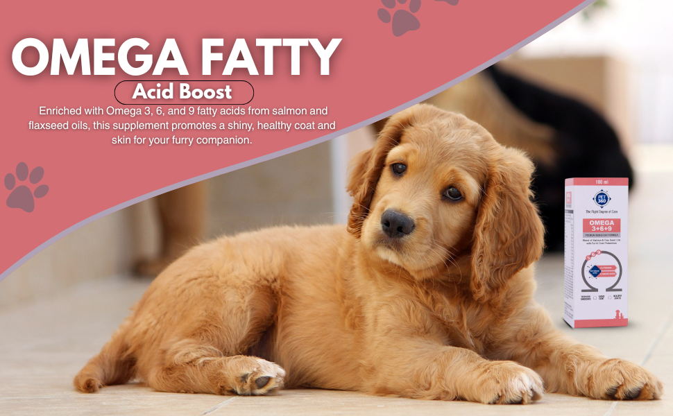 PET360 Omega 3+6+9 for Dogs | Blend of Salmon & Flax Seed Oils with Fur & Coat Protectives | Reduced Shedding | Shiny Coat | Healthy Joints | Nutritional Supplement for Pets - 100 ml
