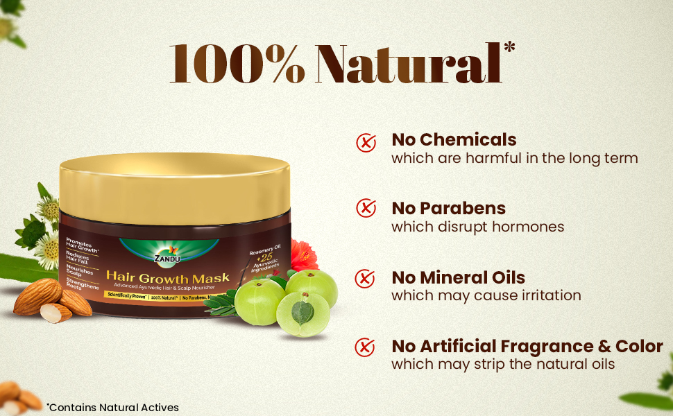 Zandu Hair Growth Mask (200g)|Scientifically Proven to Promote Hair Growth & Reduces Hair Fall|Strengthens Roots|Conditioning & Smoothening|Rosemary Oil, Amla & Bhringraj |100% Ayurvedic, No Chemicals