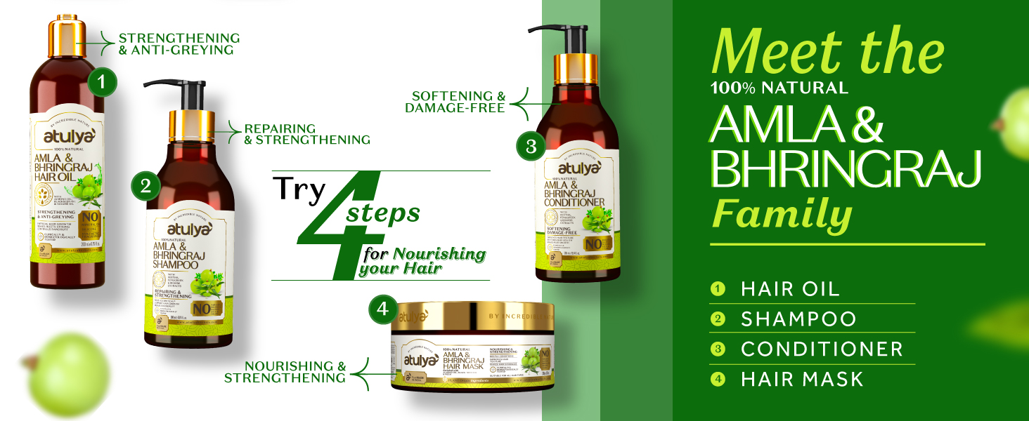 Atulya Amla & Bhringraj Hair Mask | Herbal Hair Mask | Mask for Healthy & Strong Hair | Paraben, Sulphate, Silicone & Mineral Oil Free | Suitable for All Hair Types