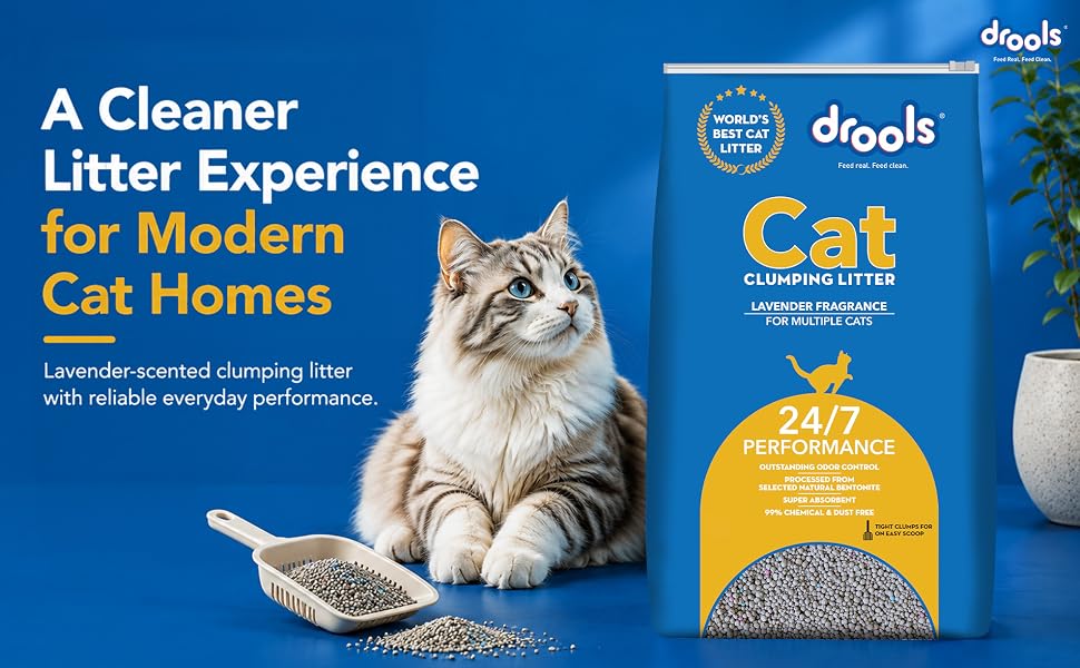 Drools Cat Litter for Multiple Breeds 5kg | Lavender | Pet & People Friendly | Long Lasting | Super Absorbent