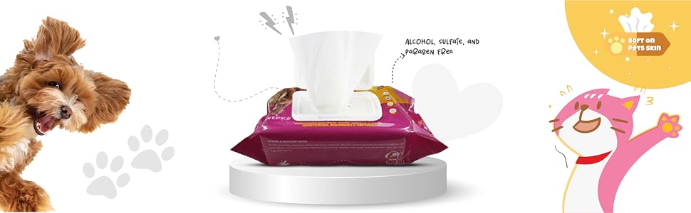 PETS EMPIRE Pet Wet Wipes, 160 Count Anti-Bacterial Cat & Dog Wipe, Soft Pet Moist Tissue Towelettes, Grooming Daily Care Wet Wipes for Dogs, Pups, Cats - Pack of 2 (15X20 cm)