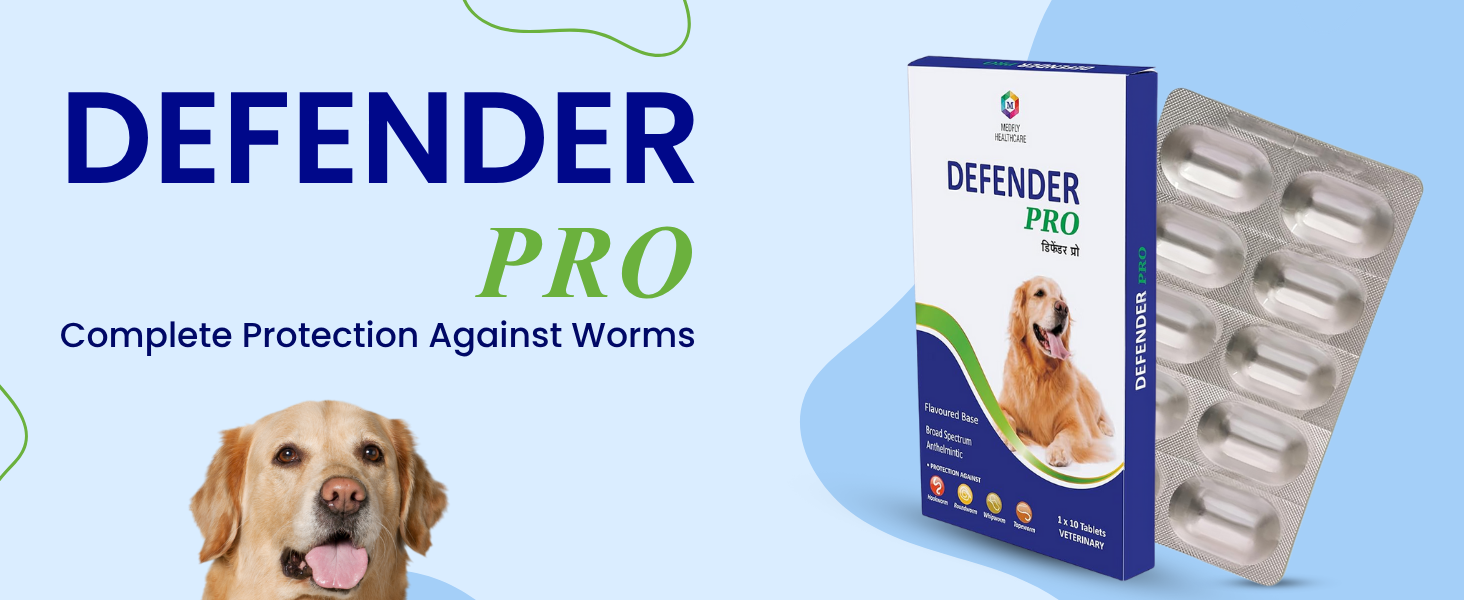 Medfly Healthcare Defender Pro Deworming Tablet for Dogs of All Life Stages (Pack of 1) | Natural & Herbal Ingredients | Effective Formula to Kill & Expel Parasites | 10 Tablets Per Pack