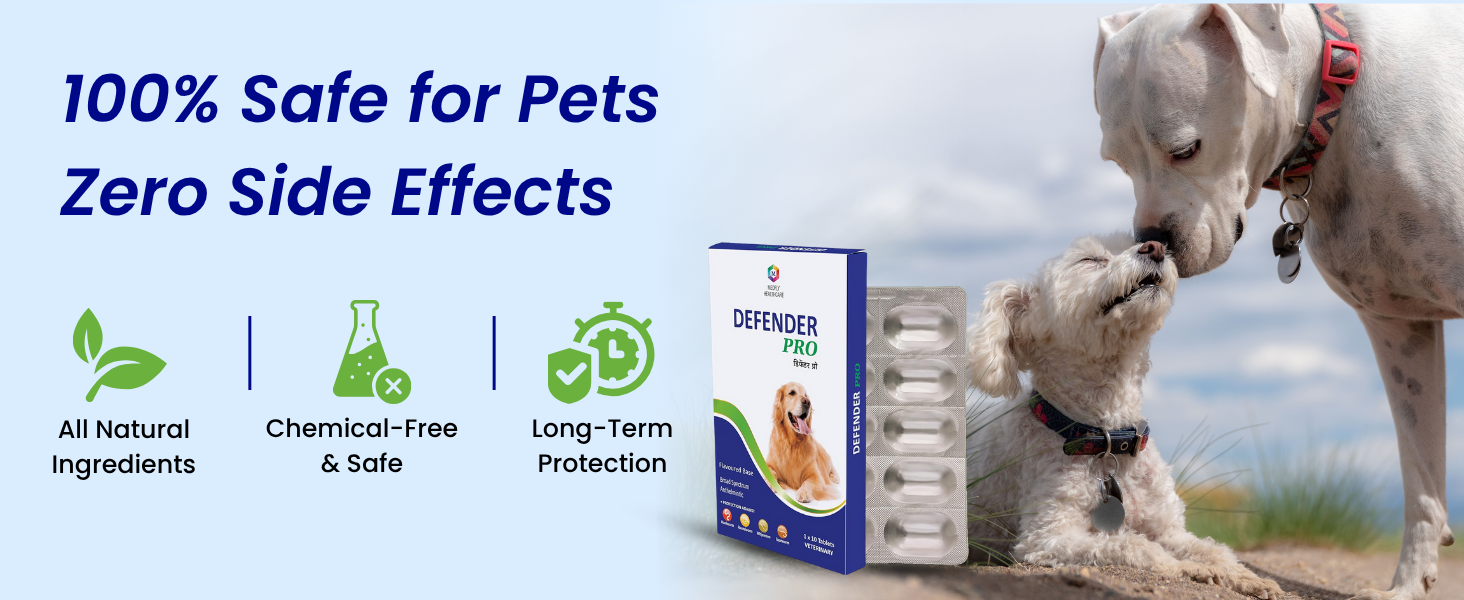 Medfly Healthcare Defender Pro Deworming Tablet for Dogs of All Life Stages (Pack of 1) | Natural & Herbal Ingredients | Effective Formula to Kill & Expel Parasites | 10 Tablets Per Pack