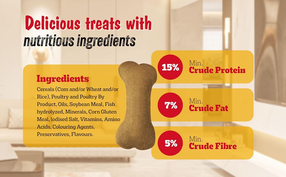 Pedigree Biscrok Biscuits (Above 4 Months) Dog Treats, Chicken Flavour, 900 g, Source of Calcium, Goodness of 15% Protein