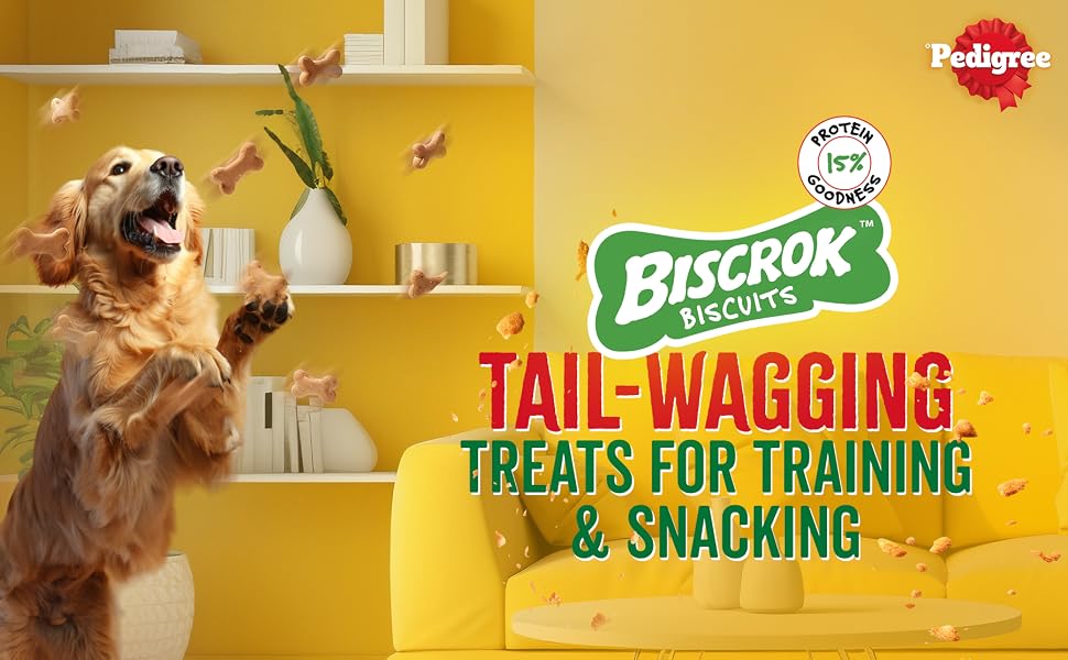 Pedigree Biscrok Biscuits (Above 4 Months) Dog Treats, Lamb Flavour, 500 g, Source of Calcium, Goodness of 15% Protein
