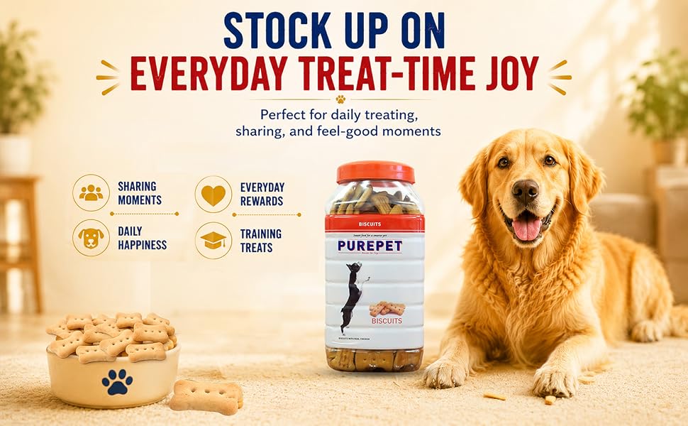Purepet Dog Treats Biscuits 455g Pack | Real Chicken flavour | Active behaviour | Oral Health | Training and Behaviour | Healthy Immune System