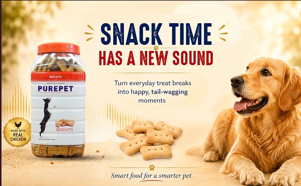 Purepet Dog Treats Biscuits 455g Pack | Real Chicken flavour | Active behaviour | Oral Health | Training and Behaviour | Healthy Immune System