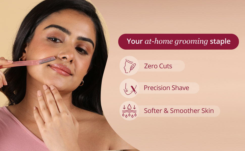 Carmesi Reusable Face Razor for Women Facial Hair- 3 Razors | Instant & Painless Hair Removal | For Eyebrows, Upper Lip, Forehead, Peach Fuzz, Chin and Sideburns | Dermaplaning Tool