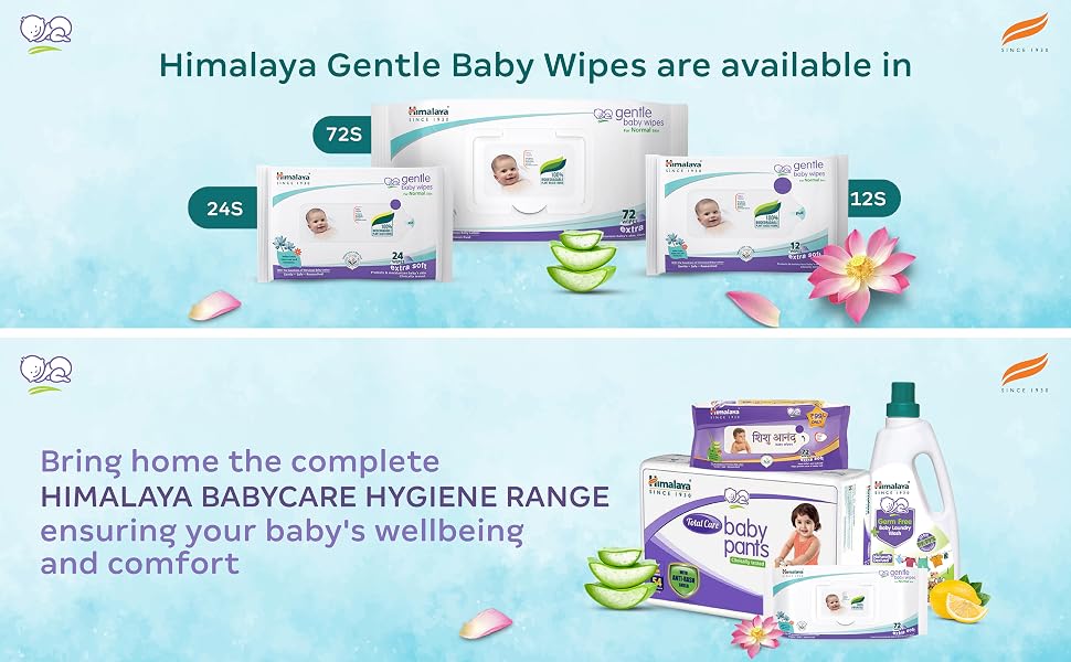 Himalaya Gentle Baby Wipes, 72 Wipes,White