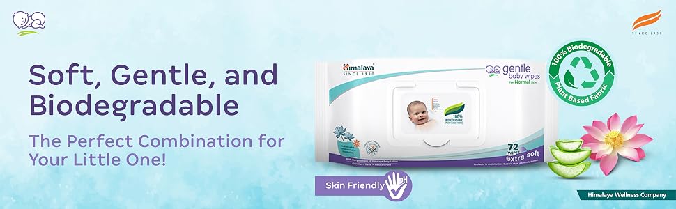 Himalaya Gentle Baby Wipes, 72 Wipes,White