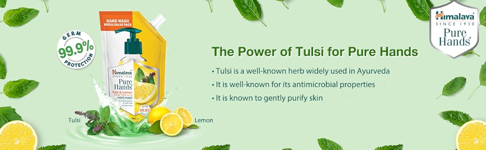 Himalaya Pure Hands | Deep Cleansing Tulsi and Lemon Hand Wash Refill - 750 ml