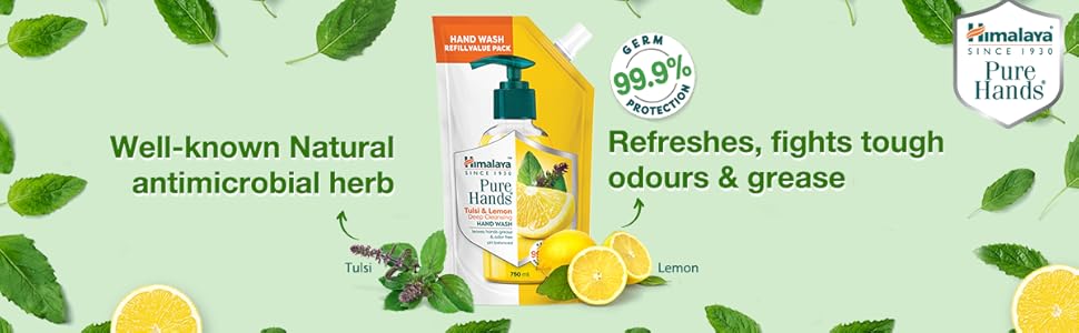 Himalaya Pure Hands | Deep Cleansing Tulsi and Lemon Hand Wash Refill - 750 ml