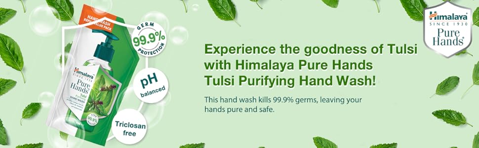 Himalaya Pure Hands Purifying Tulsi Hand Wash Refill 750 ml - Pack of 2, Green
