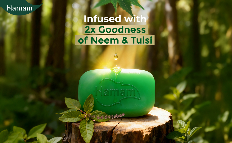Hamam Neem Tulsi and Aloevera Soap Bar, 150g (Pack of 3, Save Rs. 10/-)