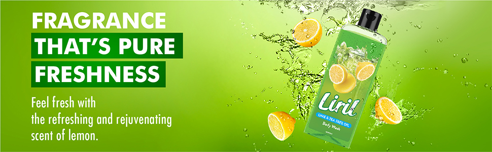 Liril Lemon & Tea Tree Body Wash, 250ml, Refreshing Liquid Shower Gel for Bathing for Men & Women, Refresh and Rejuvenate with Liril Body Wash