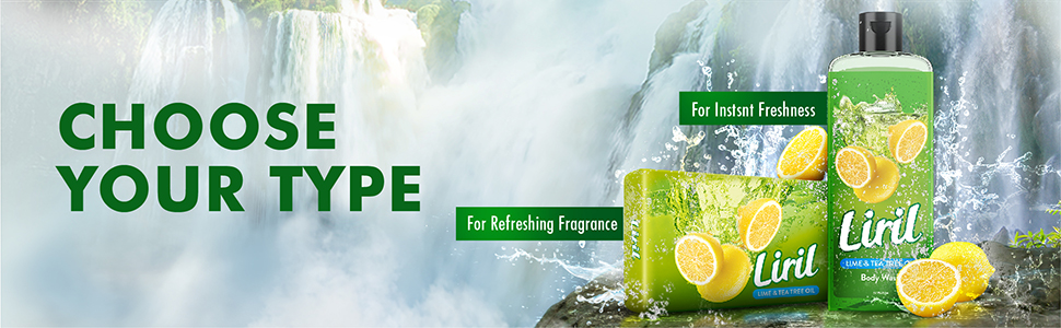 Liril Lemon & Tea Tree Body Wash, 250ml, Refreshing Liquid Shower Gel for Bathing for Men & Women, Refresh and Rejuvenate with Liril Body Wash
