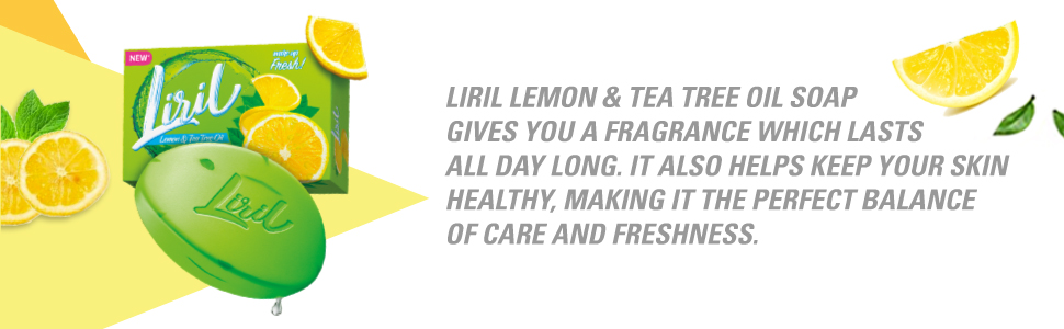 Liril Lemon & Tea Tree Soap, Maintains Oil Balance, Removes Germs For Fresh And Moisturized Skin, 125 g