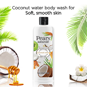 Pears Naturale Nourishing Coconut Water Body Wash 250 ml, 100% Natural Ingredients, Liquid Shower Gel with Honey for Glowing Skin - Paraben Free