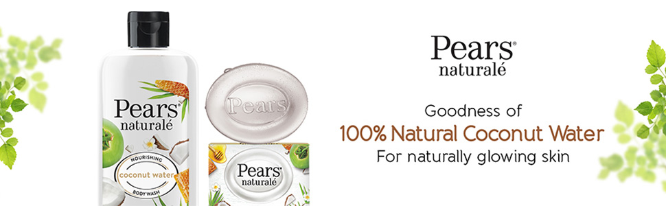 Pears Naturale Nourishing Coconut Water Body Wash 250 ml, 100% Natural Ingredients, Liquid Shower Gel with Honey for Glowing Skin - Paraben Free