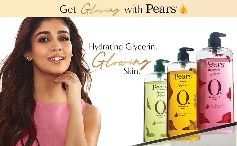 Pears Naturale Brightening Pomegranate Body Wash 250 ml, 100% Natural Ingredients, Liquid Shower Gel with Rose Extract for Glowing Skin - Paraben Free