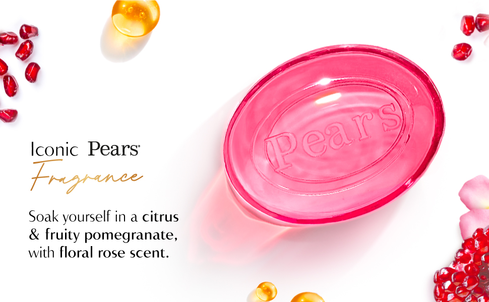Pears Natural Pomegranate Brightening Bathing Soap Bar, 125 g (Pack of 4)
