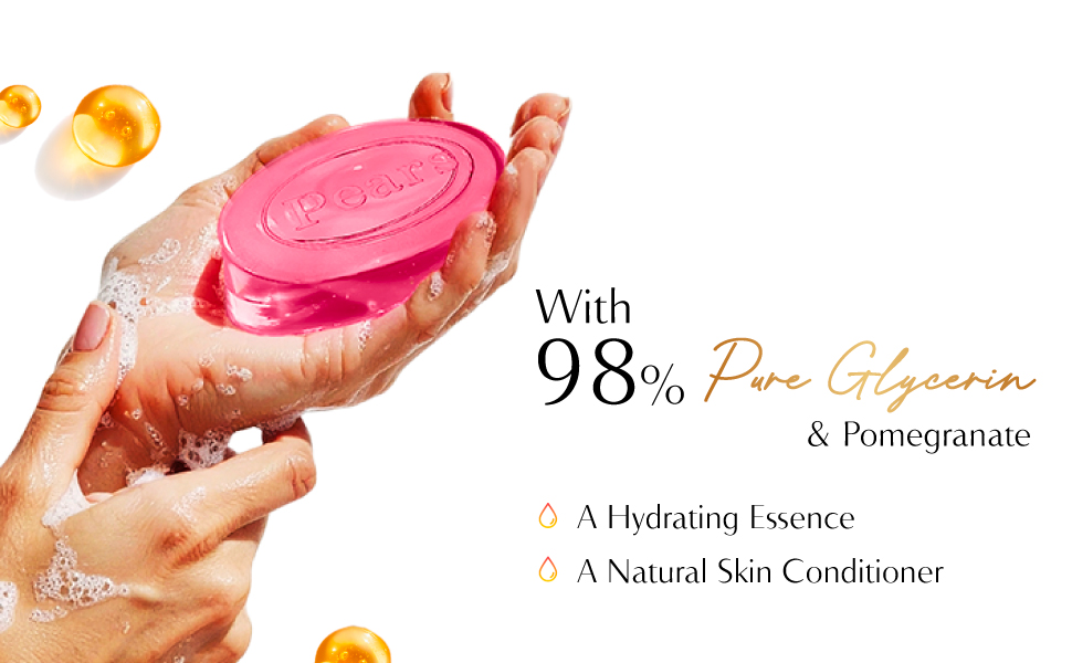Pears Natural Pomegranate Brightening Bathing Soap Bar, 125 g (Pack of 4)