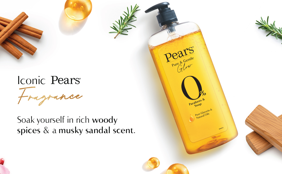 Pears Pure and Gentle Body Wash 250 ml, 98% Pure Glycerin, Liquid Shower Gel crafted with Natural Oils for Glowing Skin, Paraben Free & 100% Soap Free