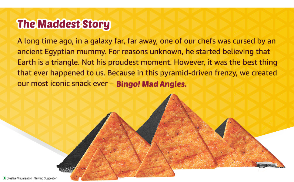 Bingo! Mad Angles Achaari Masti – Mango Pickle Flavour Crunchy Triangle Chips Pack - 130 g