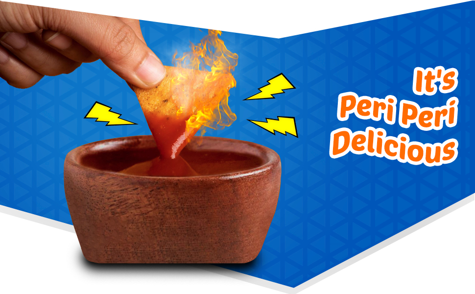 Bingo! Mad Angles Very Peri Peri - Spicy & Crunchy Corn-Based Triangle Chips Pack for Snacks – 117g/130g