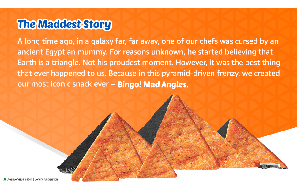 Bingo! Mad Angles Very Peri Peri - Spicy & Crunchy Corn-Based Triangle Chips Pack for Snacks – 117g/130g