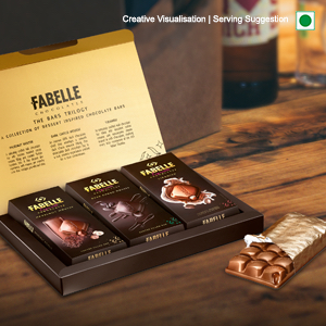 Fabelle The Bars Trilogy - Christmas Chocolate Gift Pack, 3 Assorted Large Luxury Chocolate Bars, Premium Packaged Gift Chocolate Box, Centre-Filled Bars, Best Christmas Gift For Family, 388g