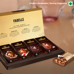 Fabelle The Bars Quartet - Diwali Chocolate Gift Pack, 4 Assorted Large Luxury Chocolate Bars, Premium Packaged Gift Chocolate Box, Centre-Filled Bars, Best Diwali Gift For Family, 519g