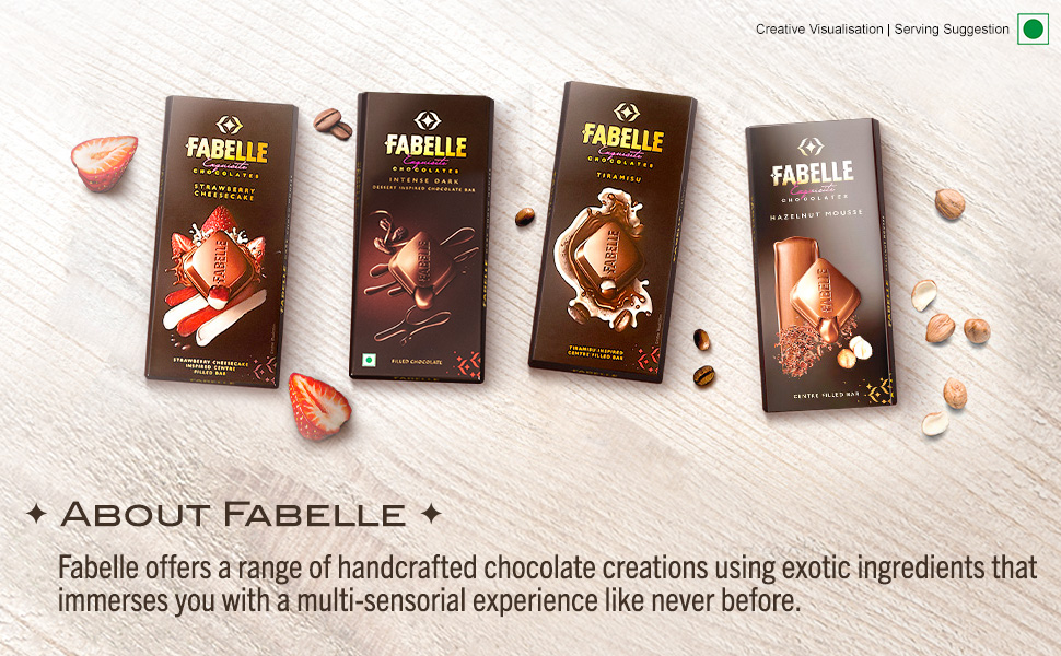 Fabelle Tiramisu, Luxury Milk Chocolate Bar Filled with Coffee Mousse and Mascarpone Cheese, 131 g