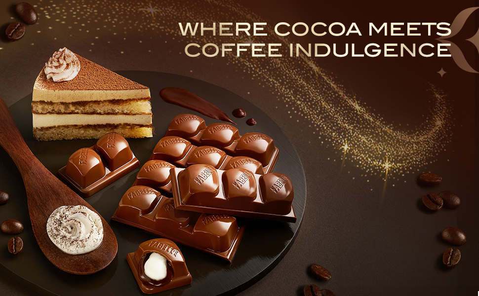 Fabelle Tiramisu, Luxury Milk Chocolate Bar Filled with Coffee Mousse and Mascarpone Cheese, 131 g