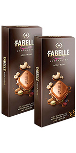 Fabelle Intense Dark - Chocolate, Large Luxury Dark Chocolate Bar with 84% Intense Dark Choco Mousse,130g