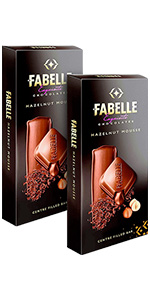 Fabelle Intense Dark - Chocolate, Large Luxury Dark Chocolate Bar with 84% Intense Dark Choco Mousse,130g