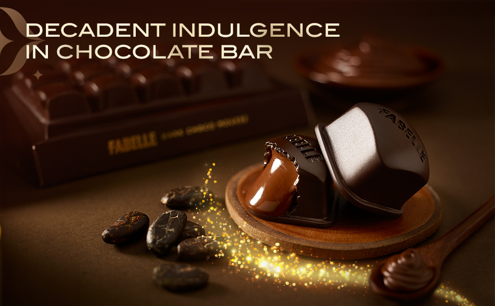 Fabelle Intense Dark - Chocolate, Large Luxury Dark Chocolate Bar with 84% Intense Dark Choco Mousse,130g