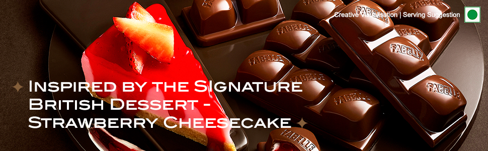Fabelle Strawberry Cheesecake, Luxury Milk Chocolate Centre Filled Bar with Strawberry and Cheese Mousse, 131 g